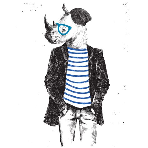 Rhino hipster | Открытки, Носорог