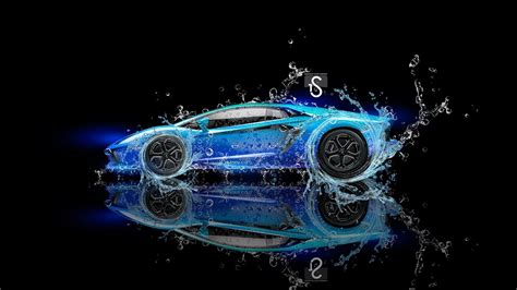 Lamborghini Aventador Water Fantasy Neon Blue El Tony Cars Tony Kokhan