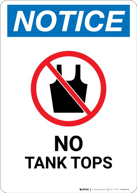 Notice No Tank Tops With Icon Wall Sign Creative Safety Supply
