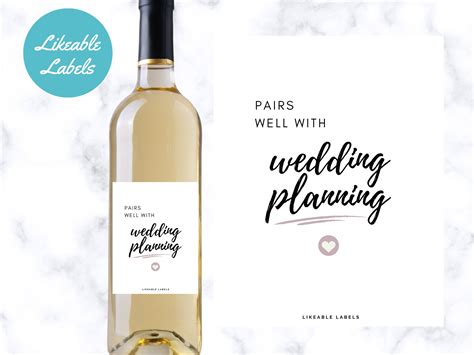Pairs Well With Wedding Planning Wine Label Wedding T Etsy