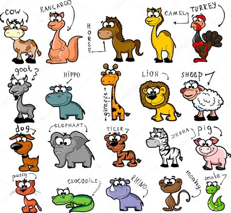 Big Set Of Cartoon Animals — Stock Vector © Virinaflora 37446653
