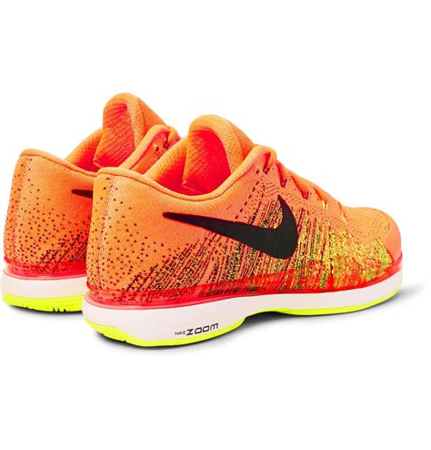 Nike Rubber Zoom Vapor Flyknit Tennis Sneakers In Bright Orange Orange