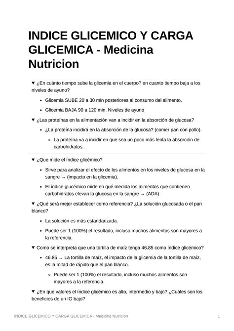 Solution Indice Glicemico Y Carga Glicemica Medicina Nutricion Studypool