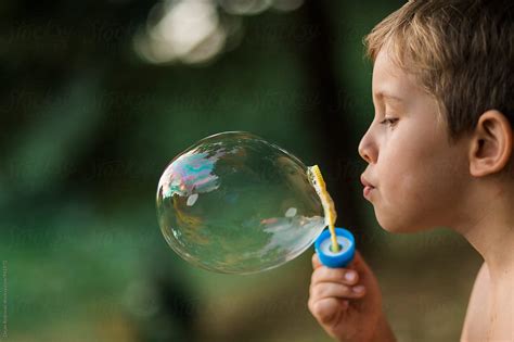 Boy Blowing Soap Bubble Pordejan Ristovski