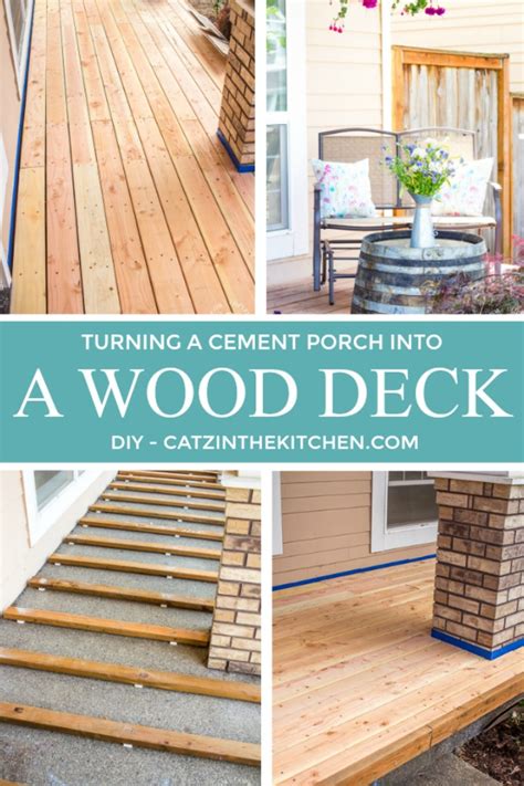 Clamp the deck board, face side up, in a workbench and slowly cut along the line. DIY: Turning a Cement Porch Into a Wood Deck - Catz in the ...