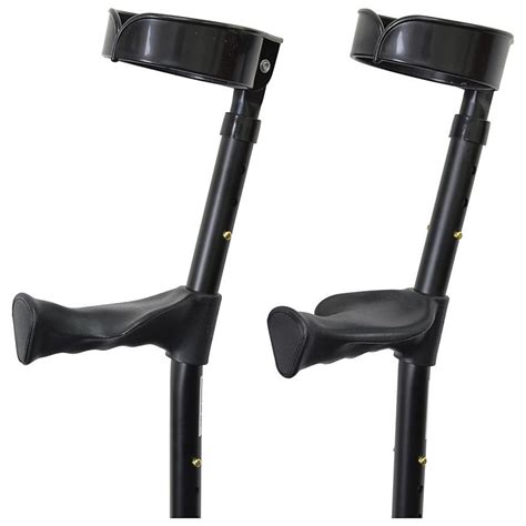 Double Adjustable Elbow Crutches With Anatomical Grip Adult Jet Black