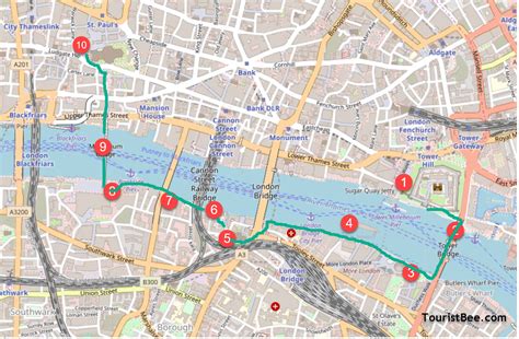 London England Walking Tour Map Of The Tower Bridge Area Of London