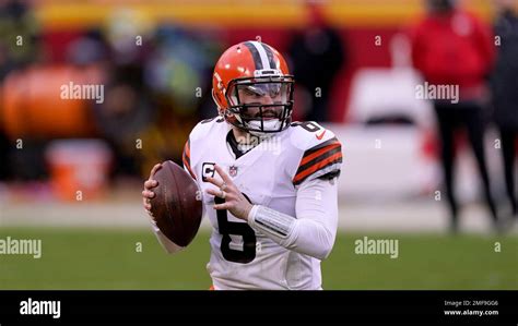 Cleveland Browns Quarterback Baker Mayfield Throws During The Second Half Of An NFL Divisional