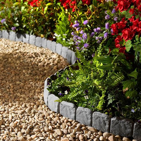 Cobbled Stone Effect Lawn Edging Protects Plants