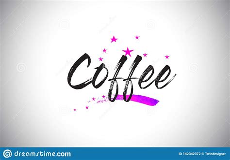 Coffee Handwritten Word Font With Vibrant Violet Purple Stars And