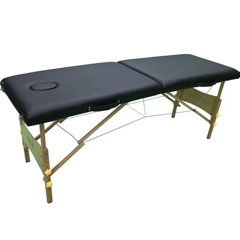 2 Section Wooden Massage Table Black Ishka Massage Equipment