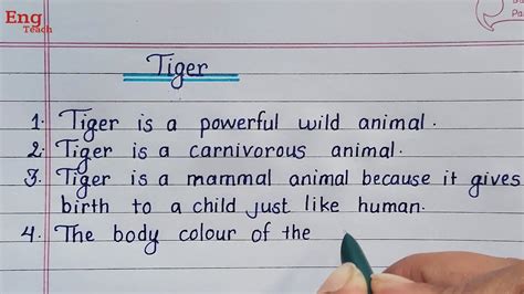 10 Lines Essay On Tiger Tiger Essay Essay On Tiger In English