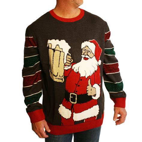 Ugly Christmas Sweater Ugly Christmas Sweater Men S Big And Tall Party Santa Claus Beer Xmas