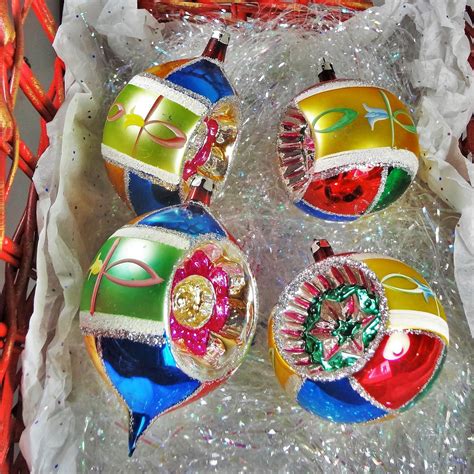 Vintage Glass Christmas Ornaments 4 X Large Indent Etsy Christmas