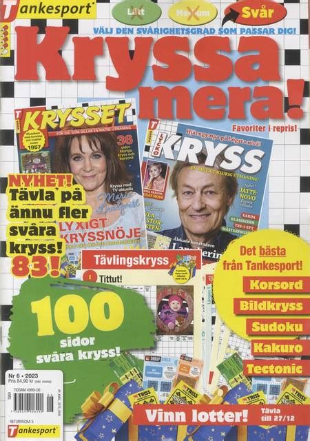 Kryssa Mera Svår 6 Svenska Kryss Tidningar Från Pressbyrån
