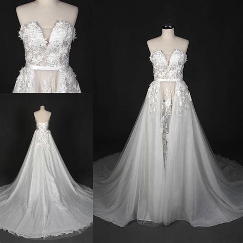 [hot Item] Custom Make Lace Appliqued Long Train Bridal Gown Wedding Dress Bridal Gowns