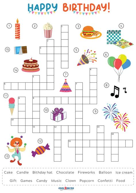 Free Printable Birthday Crossword Puzzles