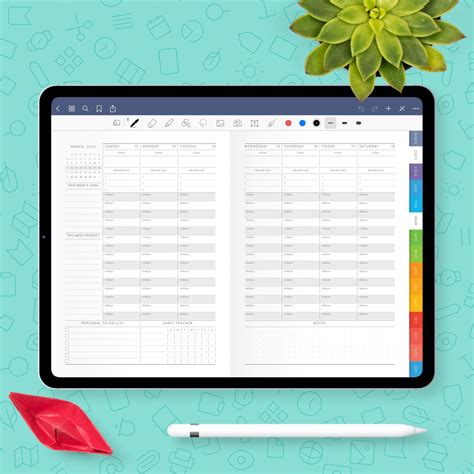 Digital Weekly Planner Template For Goodnotes Notability Ipad Android
