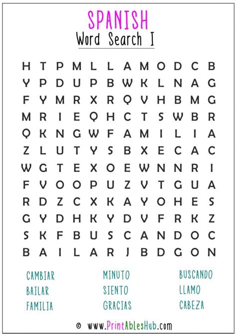 Printable Word Search In Spanish Printable Word Searches