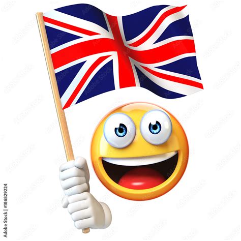 Emoji Holding Union Jack Flag Emoticon Waving National Flag Of Great