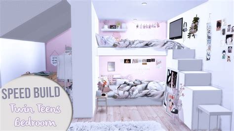 The Sims 4 Speed Build Twin Teens Bedroom Cc Links Bedroom Build