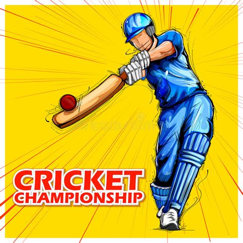 Batsman Playing Cricket Championship Sports Stock Vector Illustration