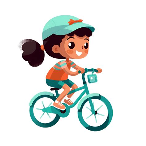 Girl Riding Bicycle Cartoon Clipart Ai Generated 24637599 Png