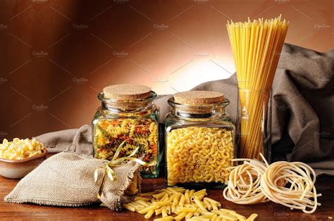 Various Types Of Pasta Composition High Quality Food Images