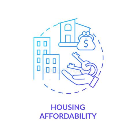 Housing Affordability Blue Gradient Concept Icon Stock Vector