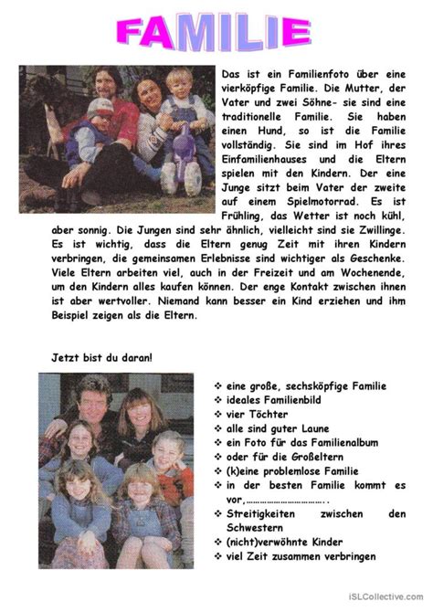 Familie Bildbeschreibungen Deutsch Daf Arbeitsbl Tter Pdf Doc