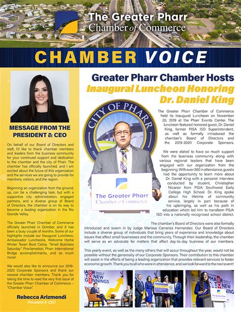 Chamber Voice Newsletter Issue 1 January 2020 Greater Pharr Chamber