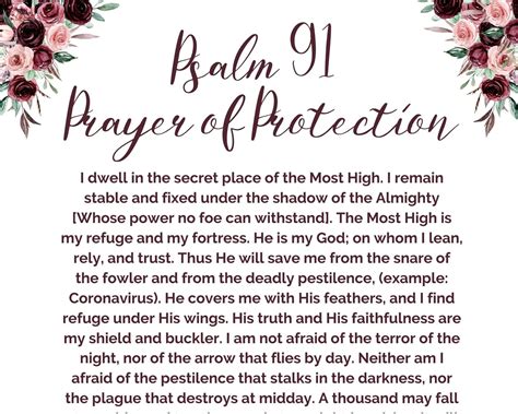 Psalm 91 Protection Prayer God S Protection Prayer Christian Wall Art