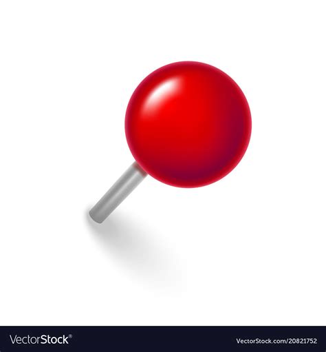 Realistic Detailed 3d Red Push Pin Royalty Free Vector Image