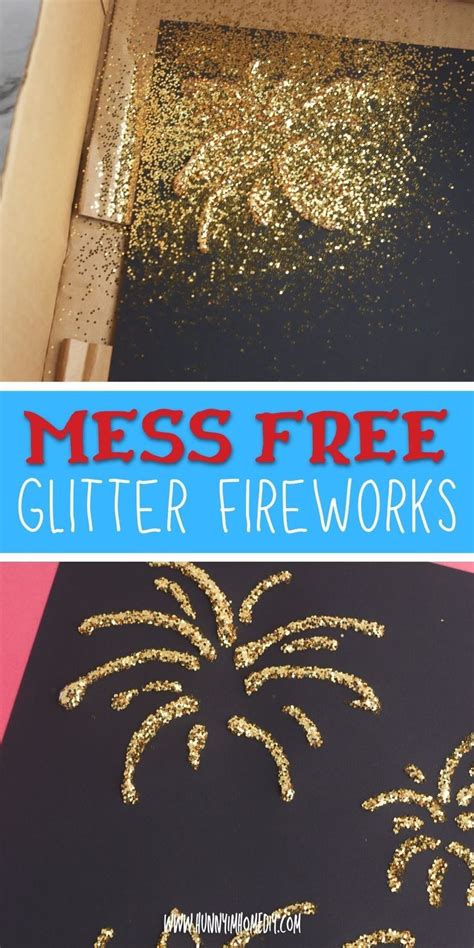 A Cardboard Box With Glitter Fireworks On It And The Words Mess Free
