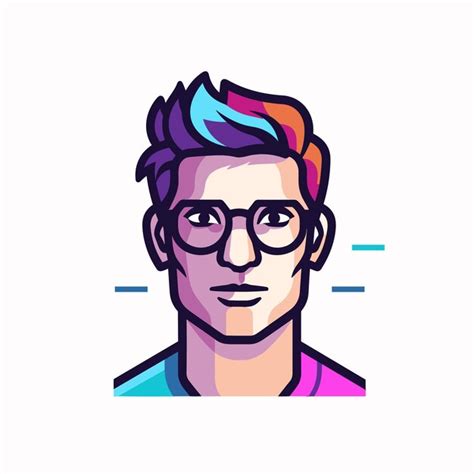 Vector De Un Hombre Con Gafas Y Un Colorido Peinado Mohawk Del Arco