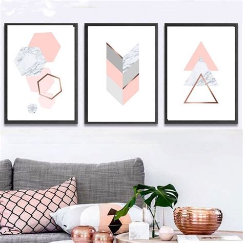 Canvas Pictures With Geometrical Rose Gold Art Rose Gold Treasure