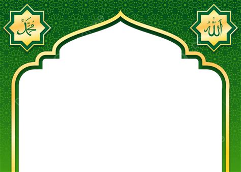 Golden Green Islamic Frame Template Vector Islam Background Mosque