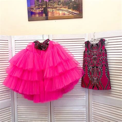 Neon Hot Pink Pageant Fun Fashion Outfit With Train And Etsy