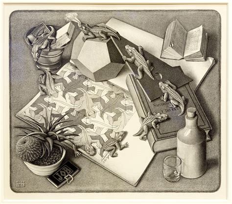 Eye Candy For Today Mc Escher Lithograph Reptiles Lines And Colors