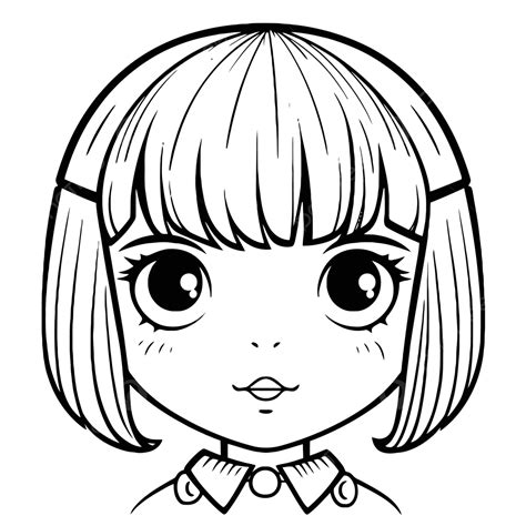 An Image Of A Cartoon Girl With A Cute Hairstyle Outline Sketch Drawing