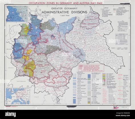 July 1945 World War Ii Maps And Charts Map Showing Occupation Zones