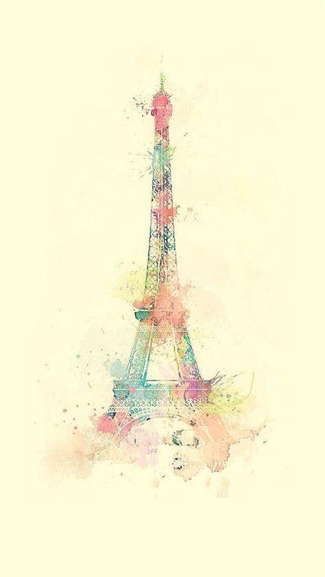 Eiffel Tower Watercolor Paint Iphone 6 Wallpaper With