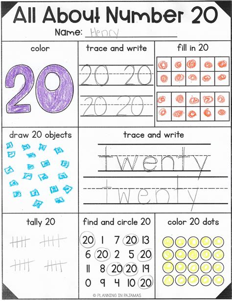 An All About Number 20 Worksheet With Numbers