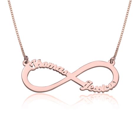 Crafted from the finest solid sterling silver, 24k gold plating, rose gold, 14k solid gold and white gold, this name necklace comes with a quality. Rose Gold Infinity Name Necklace - Shop now!