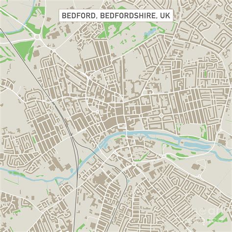 Bedford Bedfordshire Uk City Street Map Digital Art By Frank Ramspott