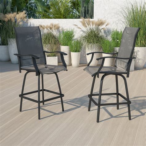 Flash Furniture Patio Bar Height Stools Set Of 2 All Weather Textilene