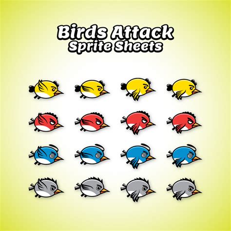 Game Characters Flying Birds Attack Sprite Sheets