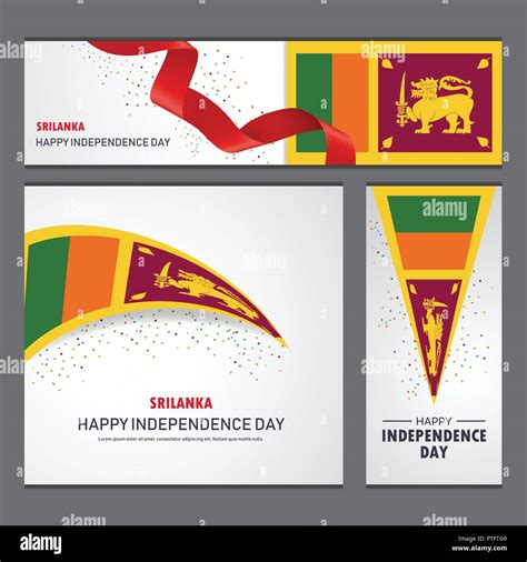 Happy Sri Lanka Independence Day Banner And Background Set Stock Vector