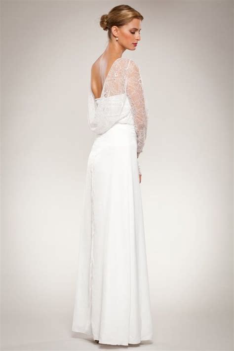 Long maxi dresses for wedding. Long Sleeve Lace Wedding Gown Dress with Open Cowl Neck ...