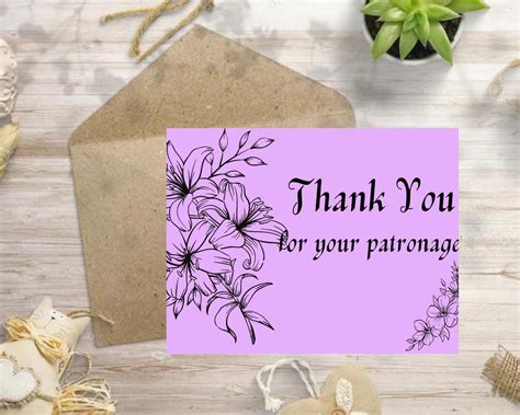 Thank You For Your Patronage Card Greeting Card Editable Etsy